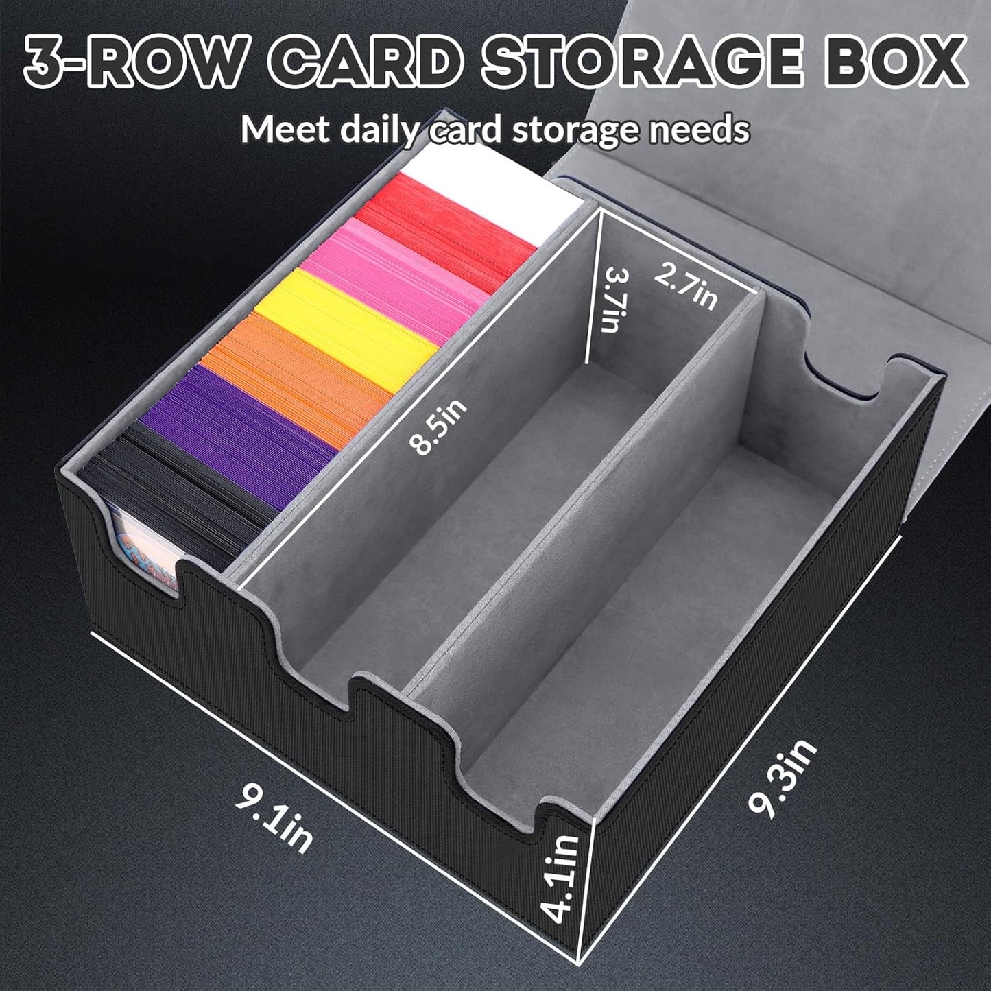 Card Storage Box for Trading Cards, 2100+ Card Deck Case with PU Leather and Magnetic Closure, TCG Storage Box, Suitable for MTG, YuGiOh, and Sports Cards, Includes 8 Card Dividers