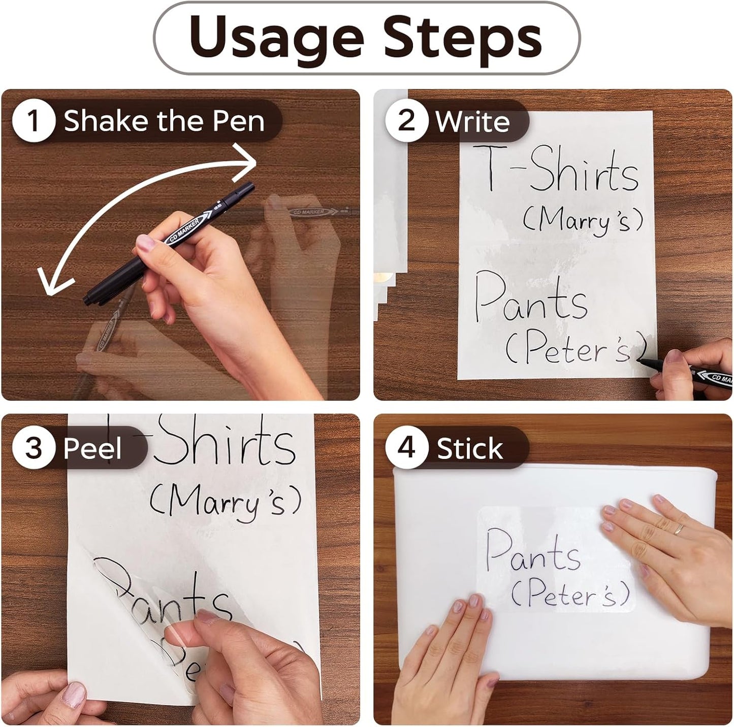 100Pcs Clear Large Labels for Storage Bins,6x4 Inch Removable Labels,Large Labels for Blank Box,Strong Adhesive Tear Resistant No Residue Blank Labels (Trasparent)