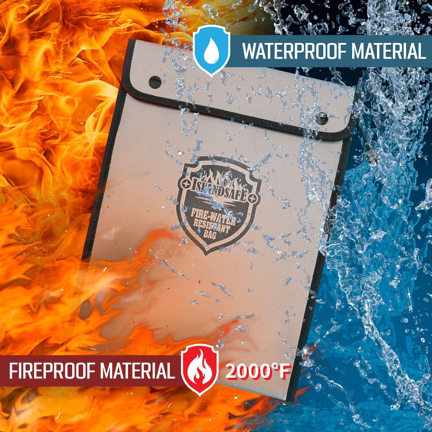 Fireproof Document Bag, Waterproof Money Bag Pocket with Zipper Closure, Storage Pouch for Valuables, A4 A5 Document File, Cash, Credit Card, Passport (Grey, 13 x 9 inch)