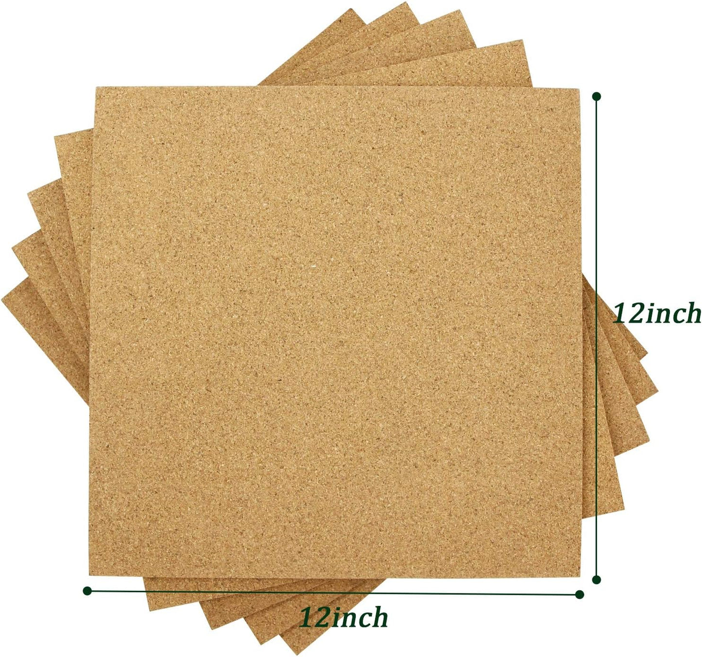 Cork Board Tiles 12"x12" - 1/2" Thick 5 Pack Cork Board Square Bulletin Boards Self Adhesive Corkboards for Walls Pin Boards Corkboards for Office Home School Decor