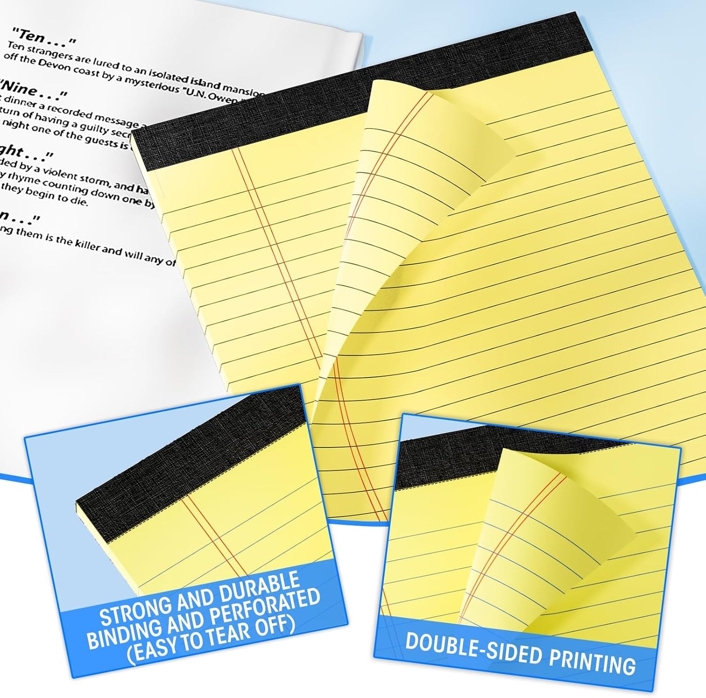 3pcs Legal Pads 8.5 x 11, Notepads 8.5 x 11 Inch, Color Note Pads Clear Print Writing Pads of Paper, Memo Pads , Perforate Legal Notepads Paper , Wide Ruled Lined with Sturdy Back,30 Sheets/Pack