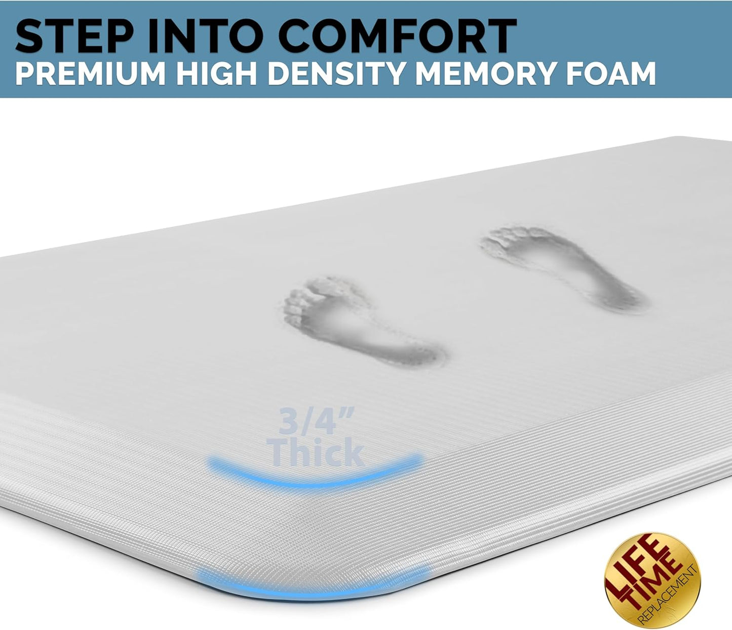 ComfiLife Anti Fatigue Floor Mat – 3/4 Inch Thick Kitchen Mats for Floor, Standing Desk Mat, Kitchen Rug – Comfort at Home, Office – Durable – Stain Resistant – Non-Slip Bottom (24" x 70", Silver)