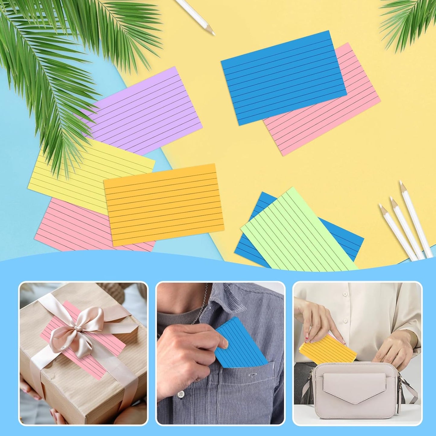 Bignc Index Cards Colored Notecards, 3 X 5 Inch Ruled Color Note Cards for School, Home & Office, Multi Colors Flashcards, Colorful Notecards,Pink Index Card Ruled, Purple Lined Flash Cards (1260)