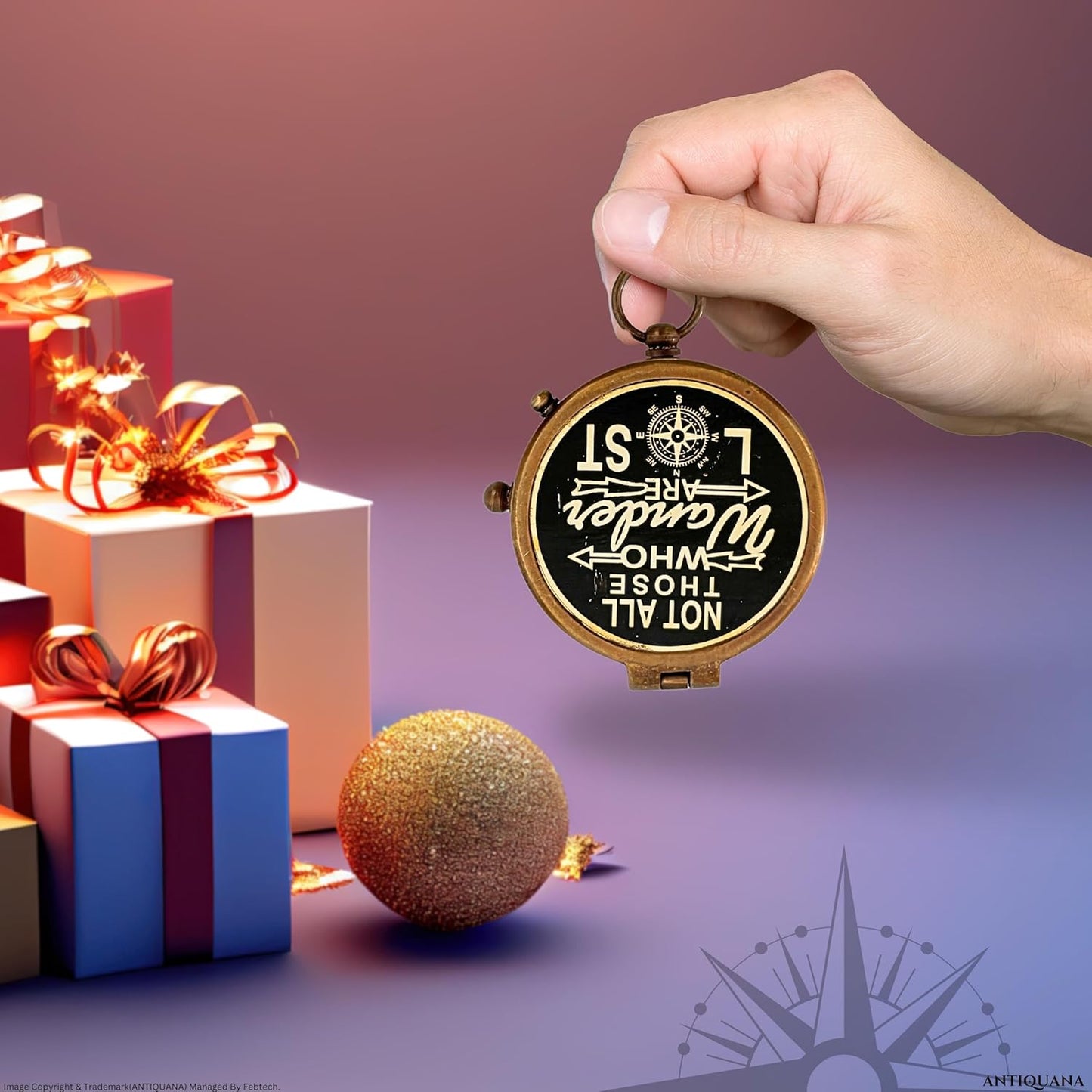 Brass Directional Engraved Compass, Baptism Gifts for Boys Girls, First Communion, Christian Gifts for Men, First Confirmation Gifts for Boys, Inspirational