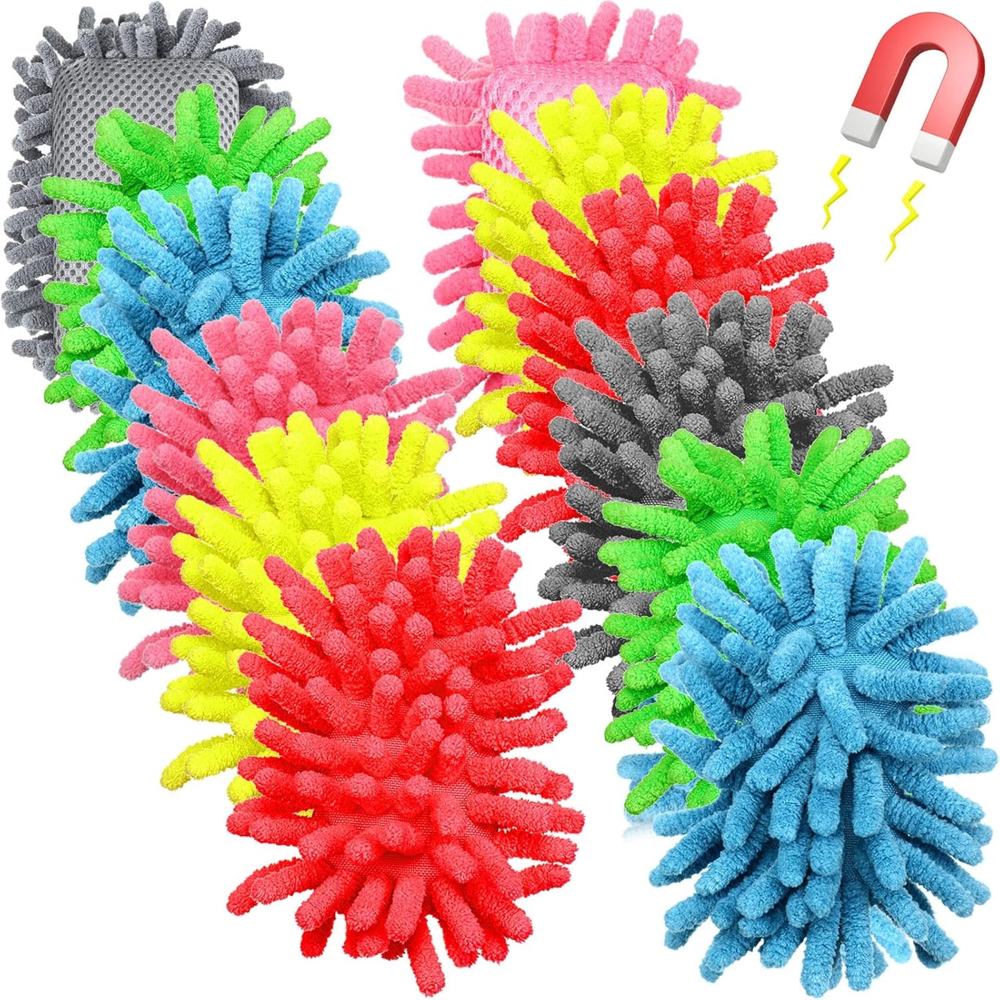 Epakh 12 Pieces Magnetic Microfiber Dry Eraser Microfiber Whiteboard Washable Shag Erase Board for Markers Chalk Home Classroom and Office(Grey, Neon Green, Neon Yellow, Red, Pink, Blue)