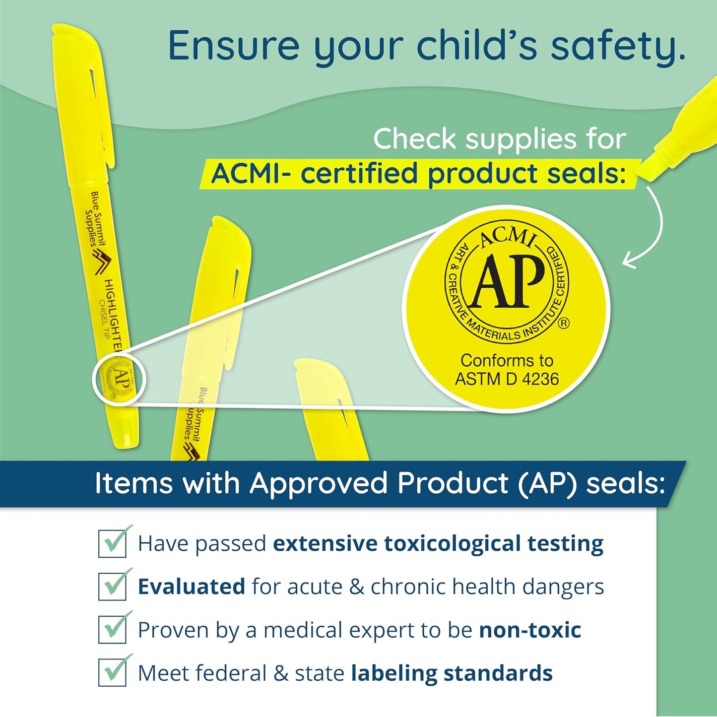 Blue Summit Supplies 100 Pack Chisel Tip Yellow Highlighters Bulk Classroom, Pocket Thin Highlighters Yellow Bulk for Adults and Kids Highlighting in Home, School, or Office, Quick Dry