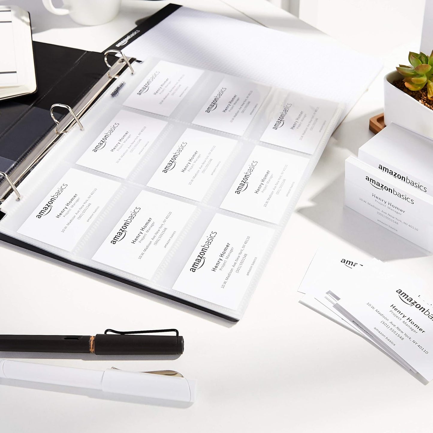 Amazon Basics 9 Sleeve Card Protectors Binder Sheet - 500-Pack, Clear