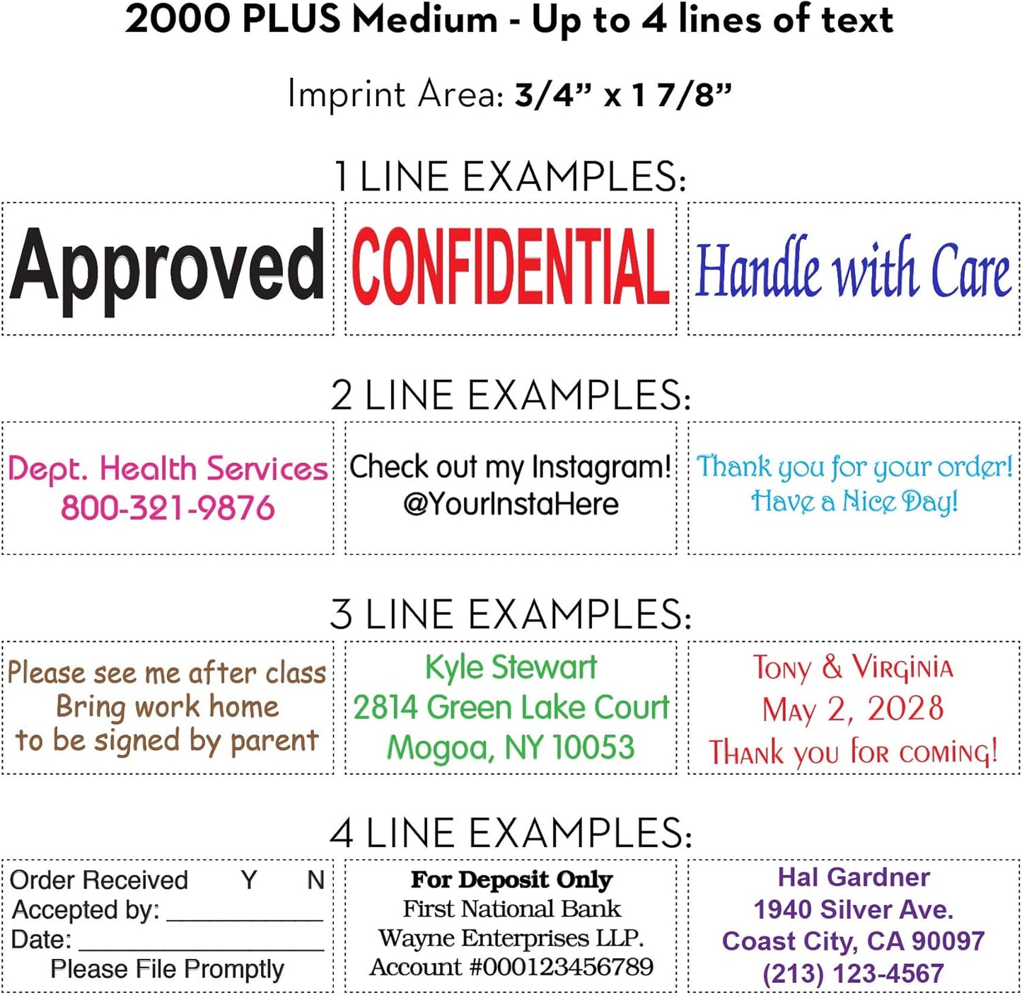 COLOP Medium Size Self Inking Custom Text Stamp - Choose from Many Fonts & 15 Ink Colors