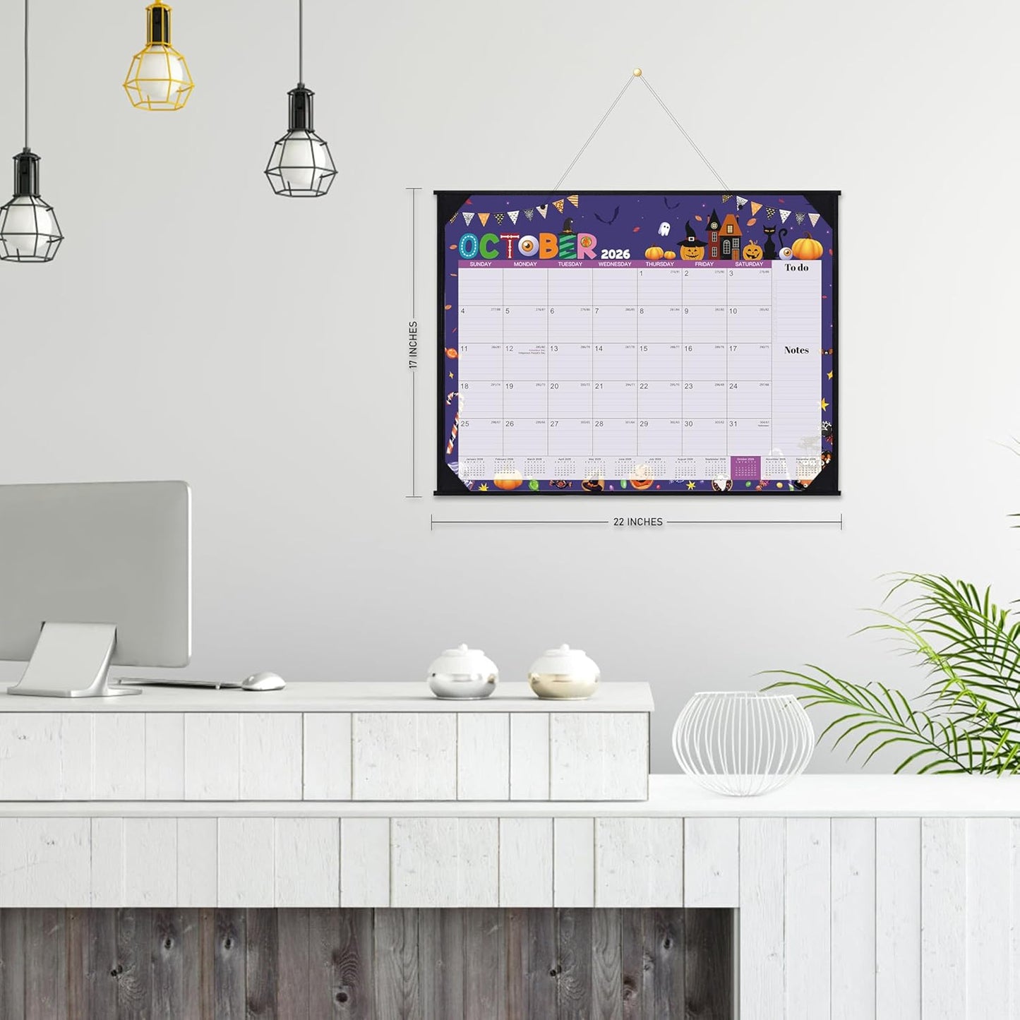 2026 Desk Calendar - Large Desk Calendar 2026, Jan.2026 - Dec.2026, 22" x 17", 2026 Calendar with Corner Protectors + Large Ruled Blocks, To-do & Notes, 12 Different Themes