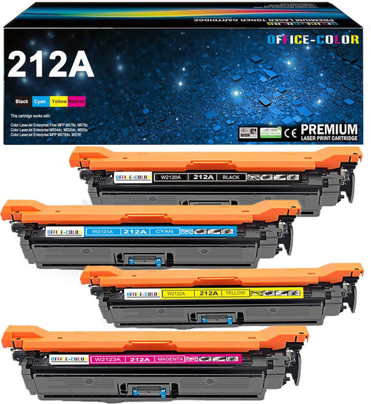 212A Toner Cartridges 4 Pack Replacement for HP 212A Toner Works with HP Color Laserjet Enterprise M555,M554,MFP M578 Series M554dn, M555dn, M555x Printer Ink (Black,Cyan,Magenta,Yellow)