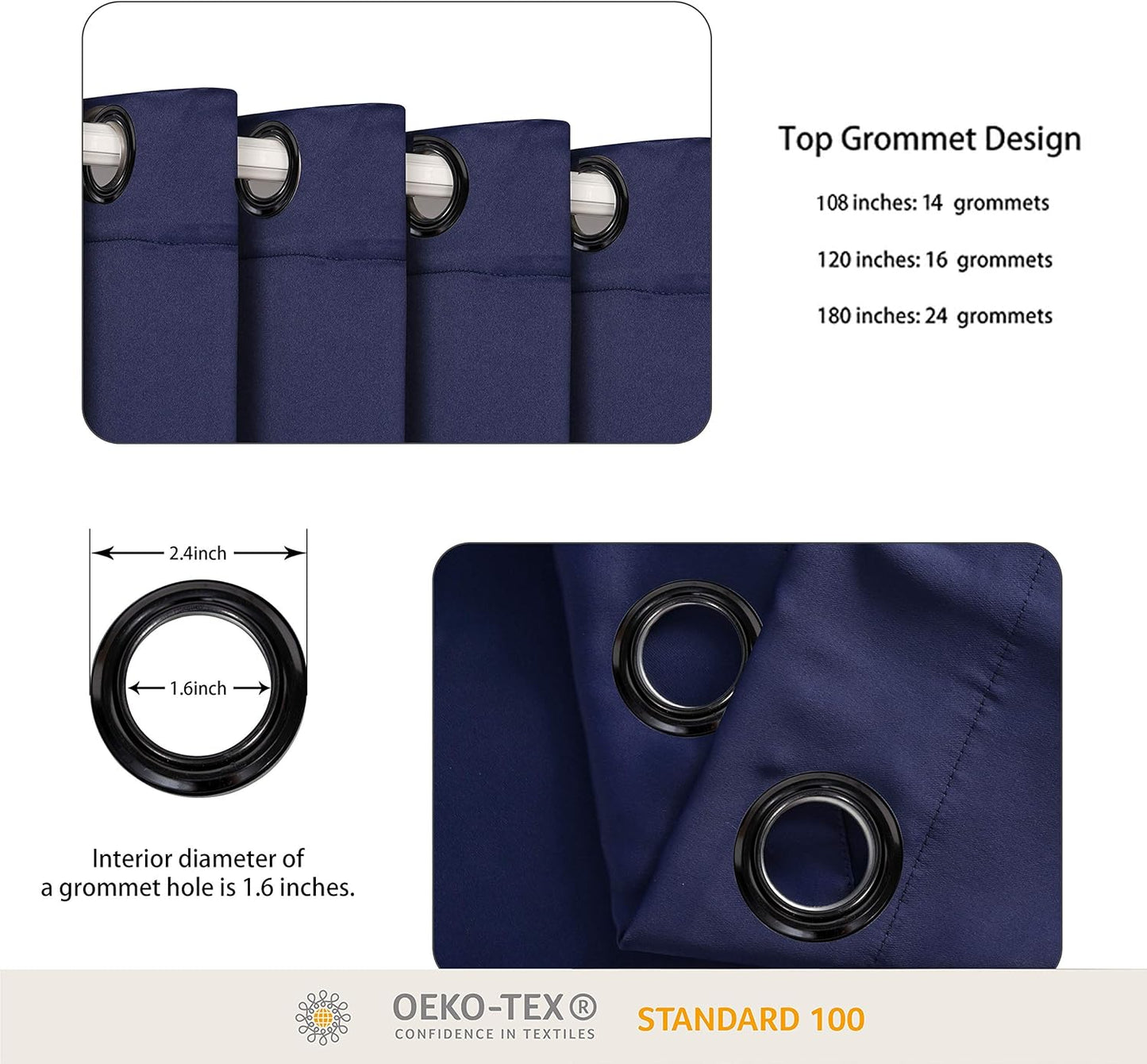 BONZER Room Divider Curtain Total Privacy Wall Wide Thermal Insulated Blackout Curtains for Slide Window, 96L x 108W Inch (8L x 9W ft), 1 Panel, Navy