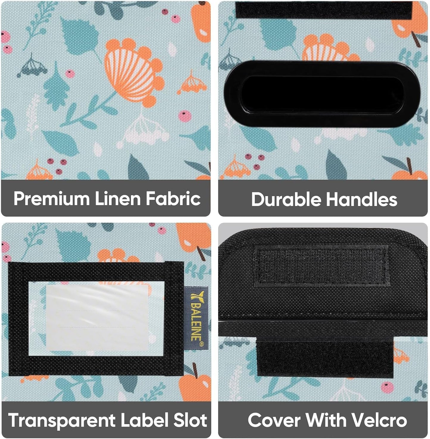 BALEINE File Organizer Box with Lid, Collapsible File Folder Organizer with Plastic Slide, Hanging File Folder Box for Office Document Storage (2 Pack, Spring Stroll, S)