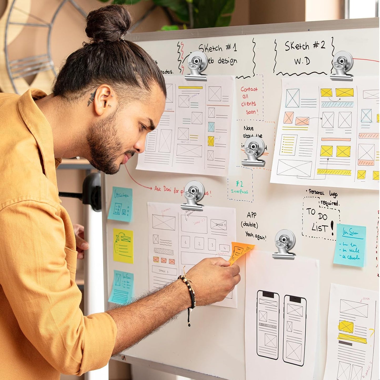 60 Pack Fridge Refrigerator Magnets, Heavy Duty Magnetic Clips, Whiteboard Magnet Clips, Refrigerator Magnets Clip, Non-Scratch Clip Magnets for Whiteboard, Office, Locker, Photo Displays