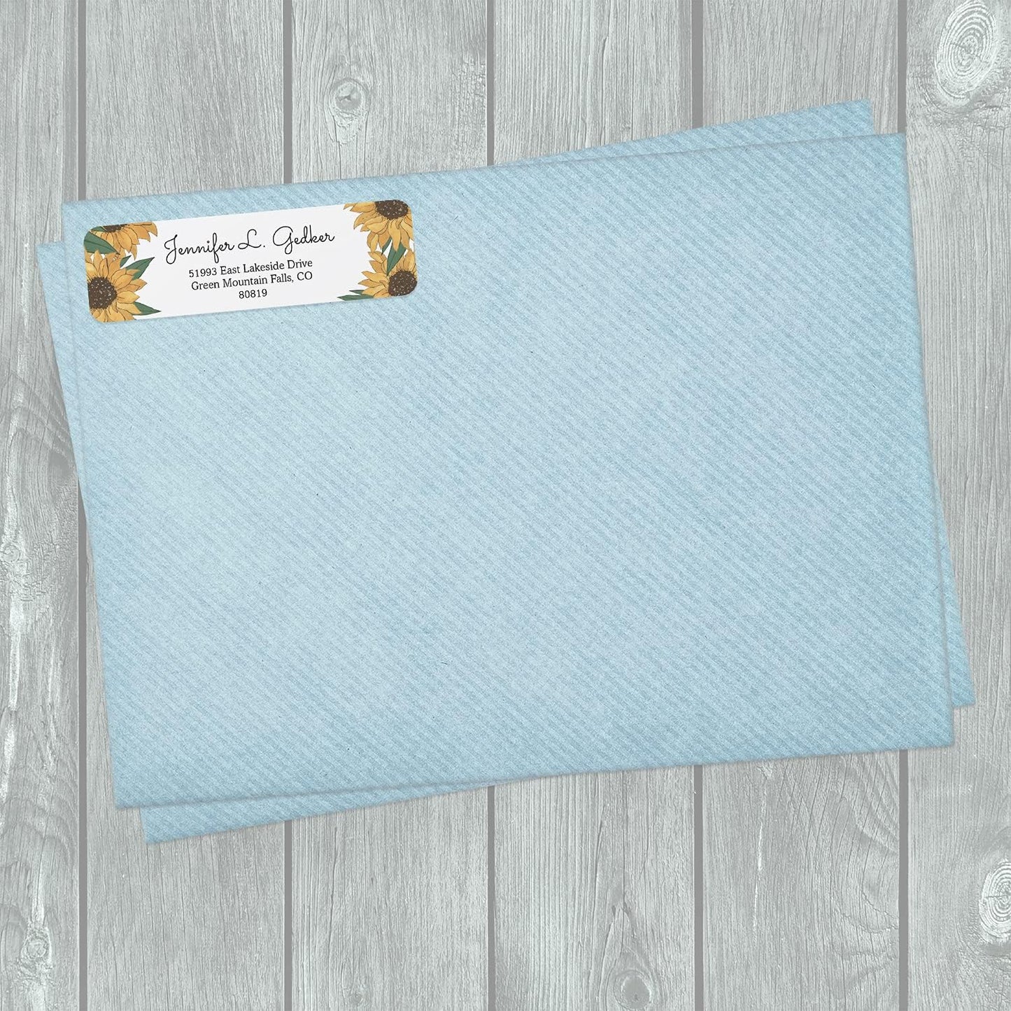 Illustrated Sunflower Rolled Address Labels/Roll of 250 Floral Garden Personalized Address Labels/Designer Return Address Stickers in Elegant Plastic Dispenser