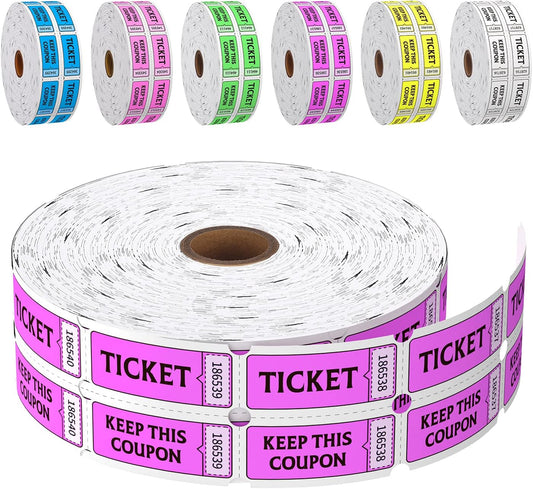 Fluorescence Raffle Tickets Double Roll 2000 Tickets Neon Purple 50/50 Tickets for Events, Entry, Class Reward, Fundraiser & Prizes
