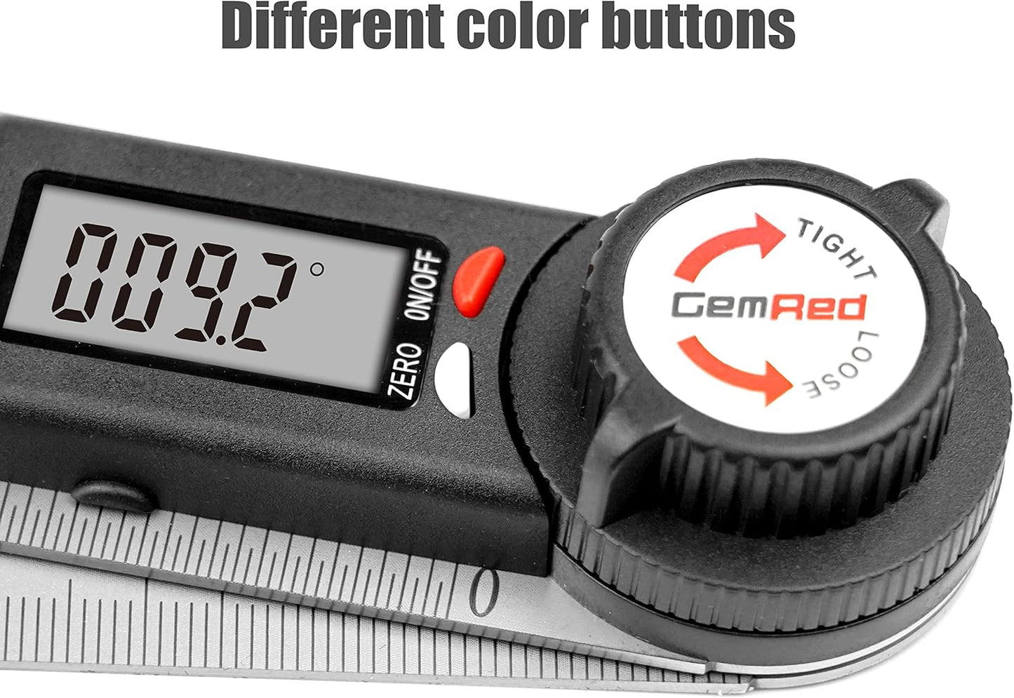 GemRed 82305 Digital Angle Finder Protractor-Stainless steel (white&red button)
