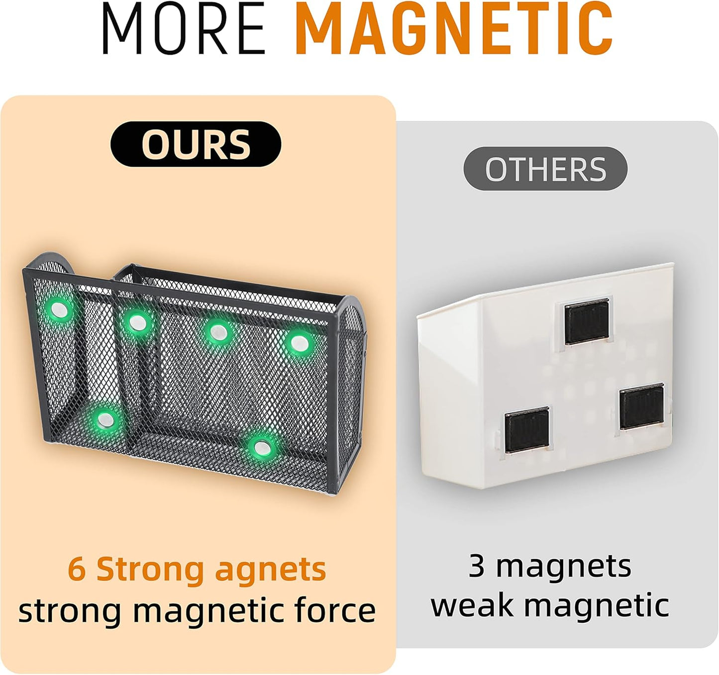 DALTACK Magnetic Pencil Holder Magnetic Shelf for the Whiteboard 3-Grid Mesh Magnetic Pen Holder for Refrigerator Magnetic Organizer Locker Accessories Organizer for Home, School and Office, Black