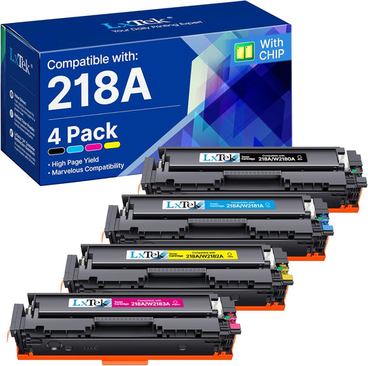 218A 218X Toner Cartridges (with Chip) High Yield Compatible Replacement for HP 218A Toner Cartridges 4 Pack for HP Color Laserjet Pro MFP 3301fdw 3201dw 3301cdw 3301sdw W2180A W2180X (BCMY, 4-Pack)