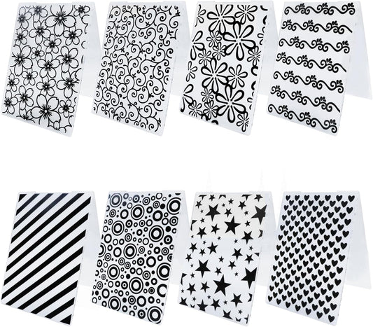 8 Pcs Embossing Folders,Embossing Folders for Card Making,Plastic Paper Card Stencils for Crafts Scrapbook Photo Album DIY,"5.8 x 4.1"(Elegant Style）