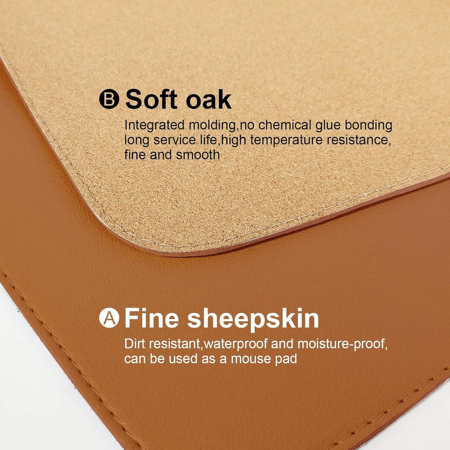 DAWNTREES Dual Sided Desk Mat,Brown Leather Desk Pad,47.2''x23.6'',Cork Desk Mat Protector,120x60cm Extra Large Mouse Pad,with PU Leather Valet Tray Organizer,Desk Writing Pad for Office and Home