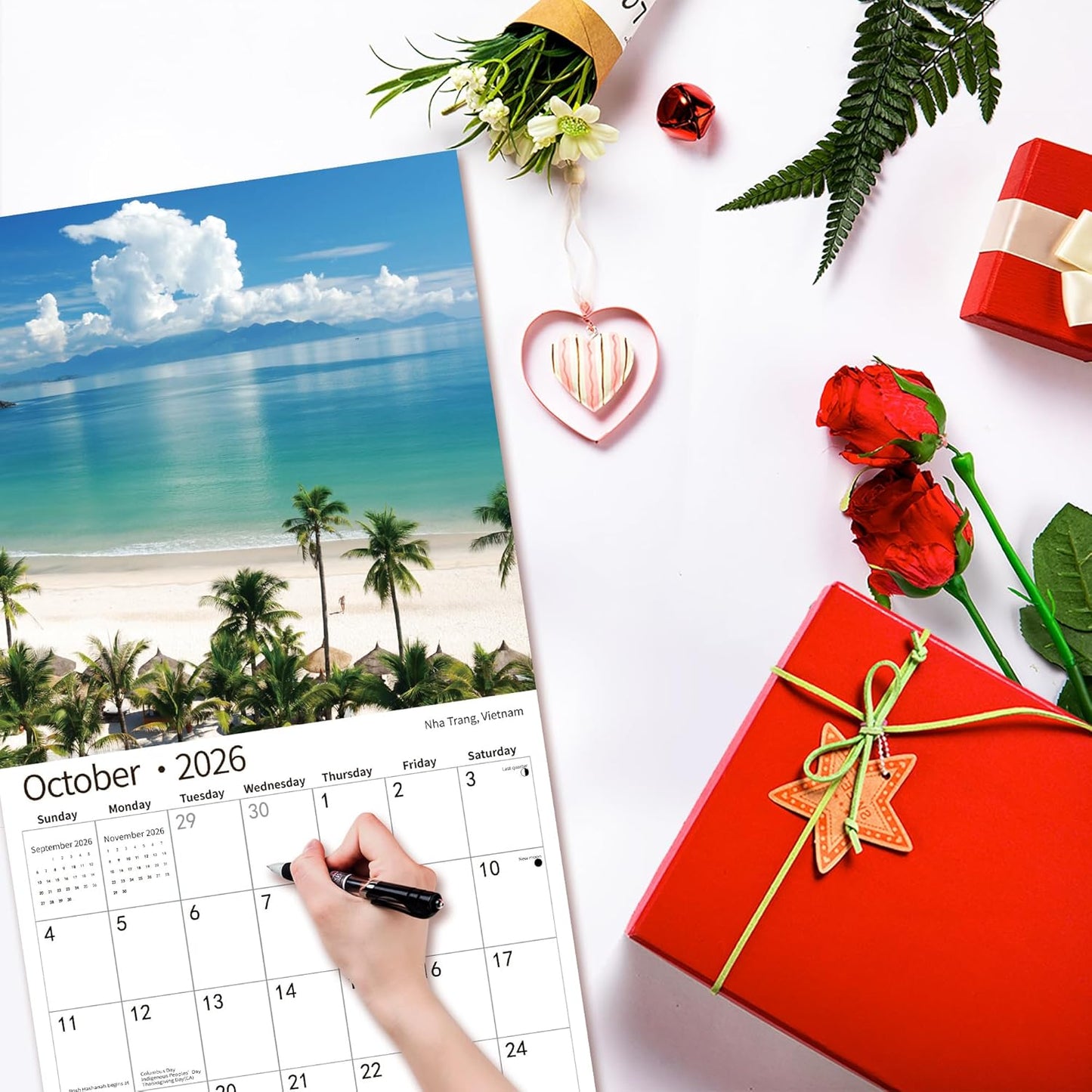 2026 Wall Calendar,Calendar 2026, July 2025 - December 2026, Wall Calendar Beaches Island, 12" x 24" Opened,Full Page Months Thick & Sturdy Paper for Calendar Organizing & Planning