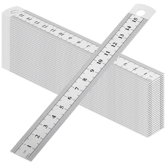 30 PCS 6 Inch Stainless Steel Ruler Bulk, Straight Edge Metal Rulers with Inch and Metric Scale Measuring Tool for Measuring