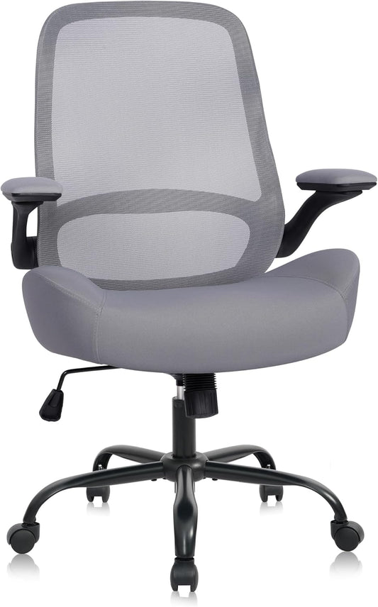 HYLONE Heavy Duty Office Chair, 5" Thickened Seat Ergonomic Desk Chair with Adjustable Armrests, Home Office Computer Chairs for Long Hours Mesh Executive Chair(Dark Grey)