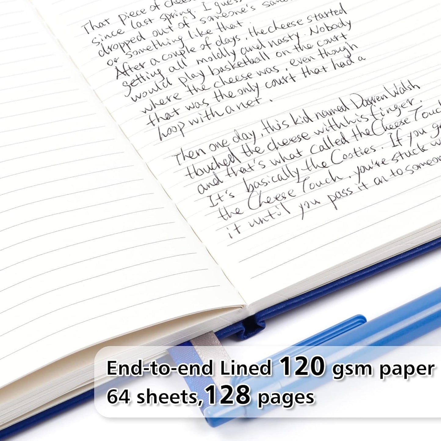 feela 8 Pack Journal Notebook Bulk for School, Hardcover Business Notebooks Classic Ruled Lined Journals with Pen Holder for Work Note Taking, with 8 Black Pens, 120 GSM, 5.1”x8.3”, A5, Navy