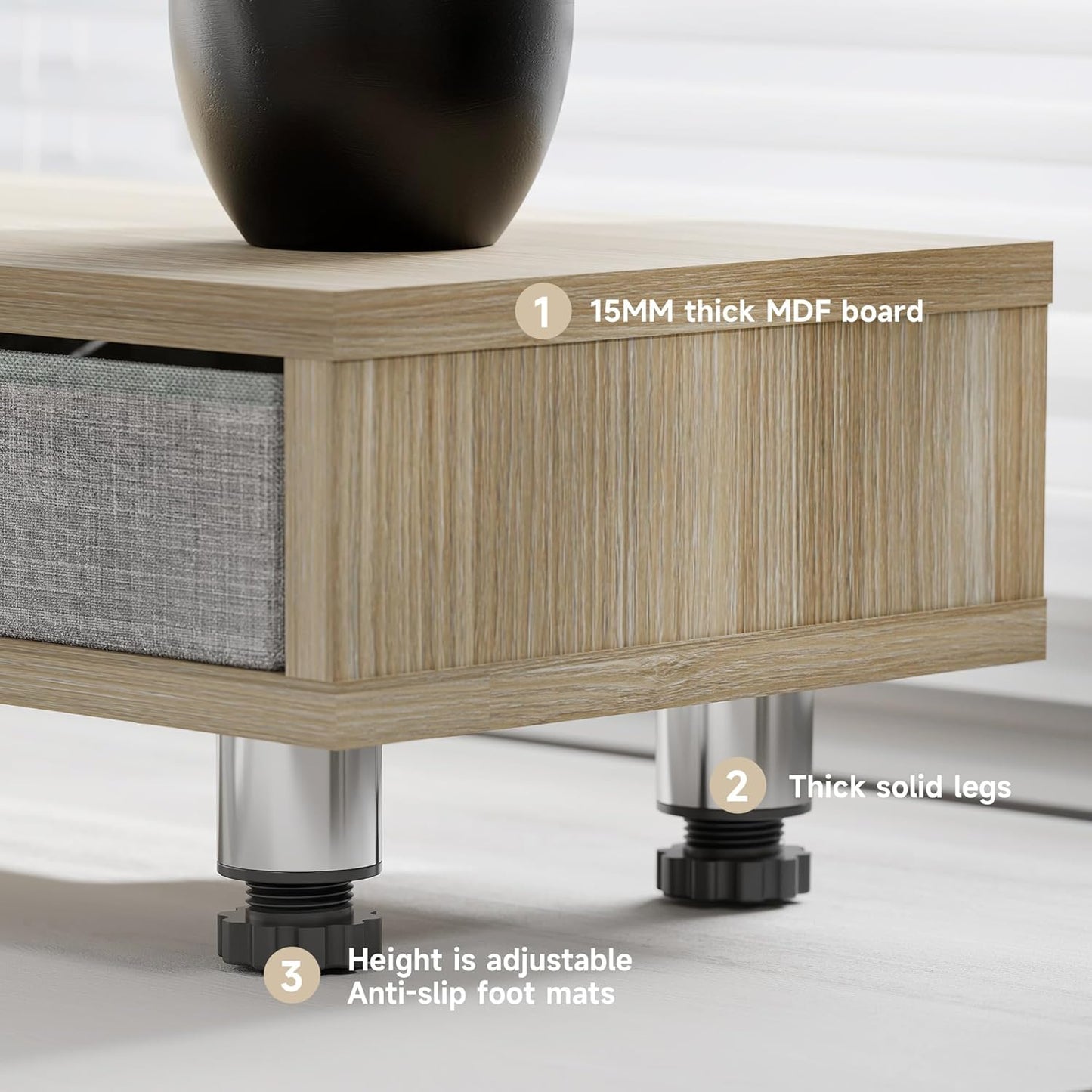 Fenge Monitor Stand, Dual Monitor Stand with 2 Drawers, Monitor Riser for 2 Monitors, Adjustable Height Computer Stand, Office Monitor Stands for Desk, Laptop, PC, TV, Printer