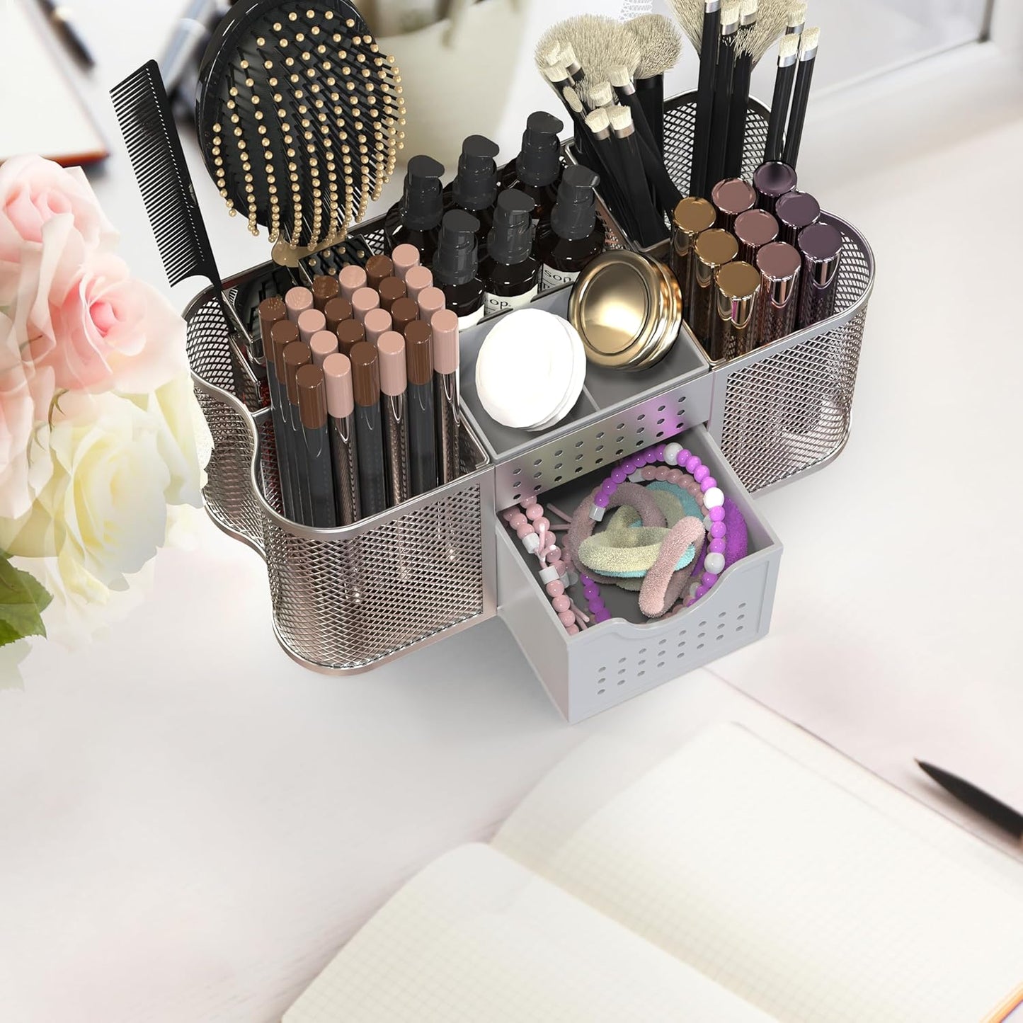 Deco Brothers Desk Organizers Pen Holder Office Caddy Storage, Silver