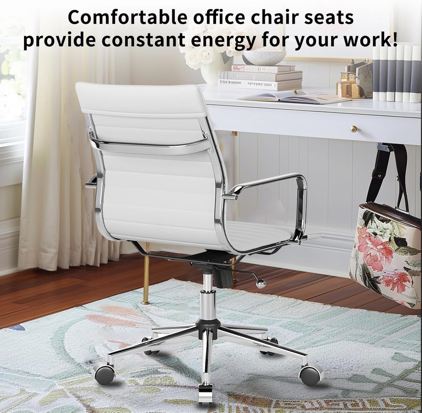 Chair, Desk Computer Chair ，with Armrests ，Ergonomic Office Chair for Home and Office, 17.32 x 22.83 x 35.43 inches, Multiple Colors (White)
