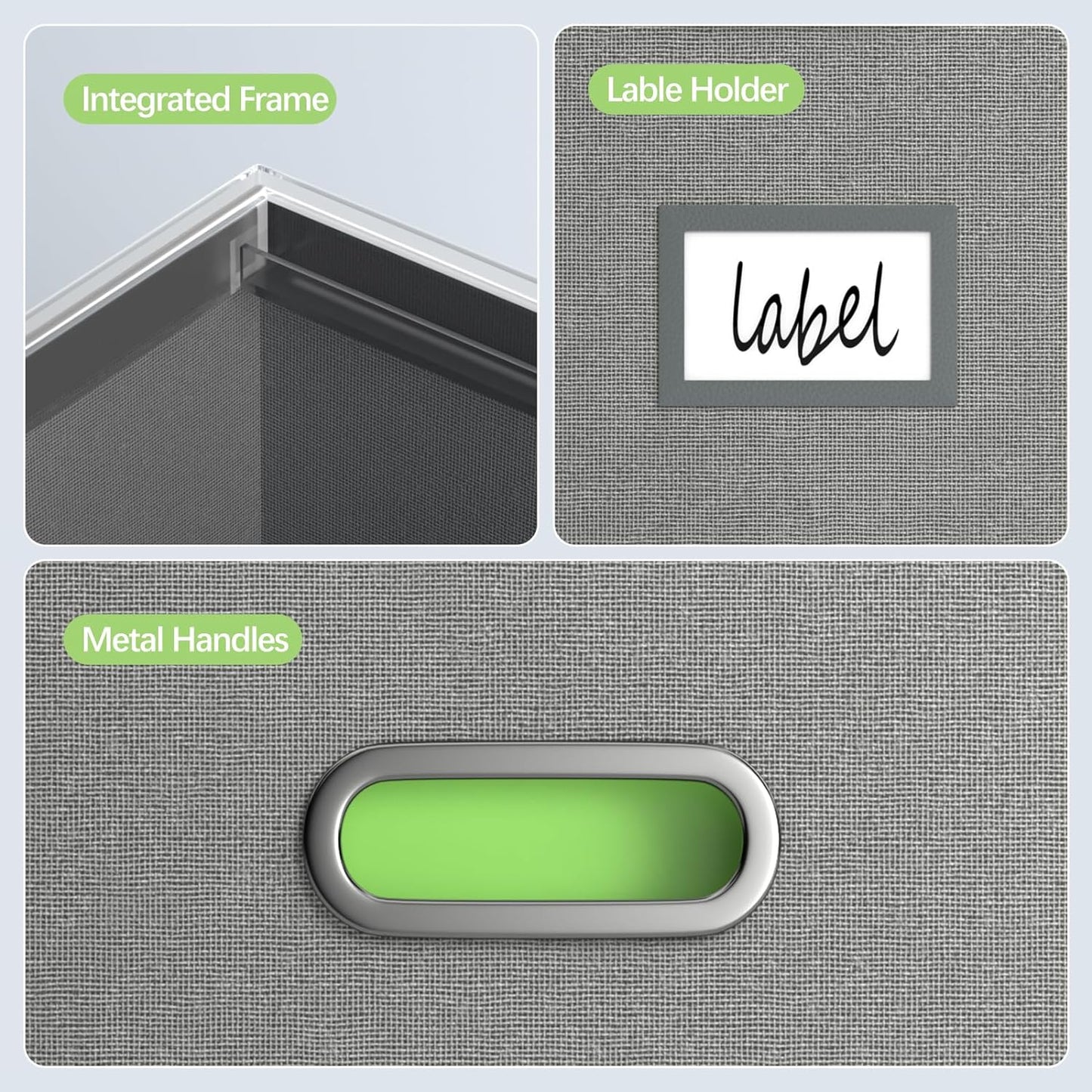 File Organizer Box - File Boxes for Hanging Files with Lid Set of 2 Decorative Hanging Folders Letter Size Organizer with One-Piece Plastic Frame Slides (Grey, 13.2 * 10.1 * 10.1in(2Pack))