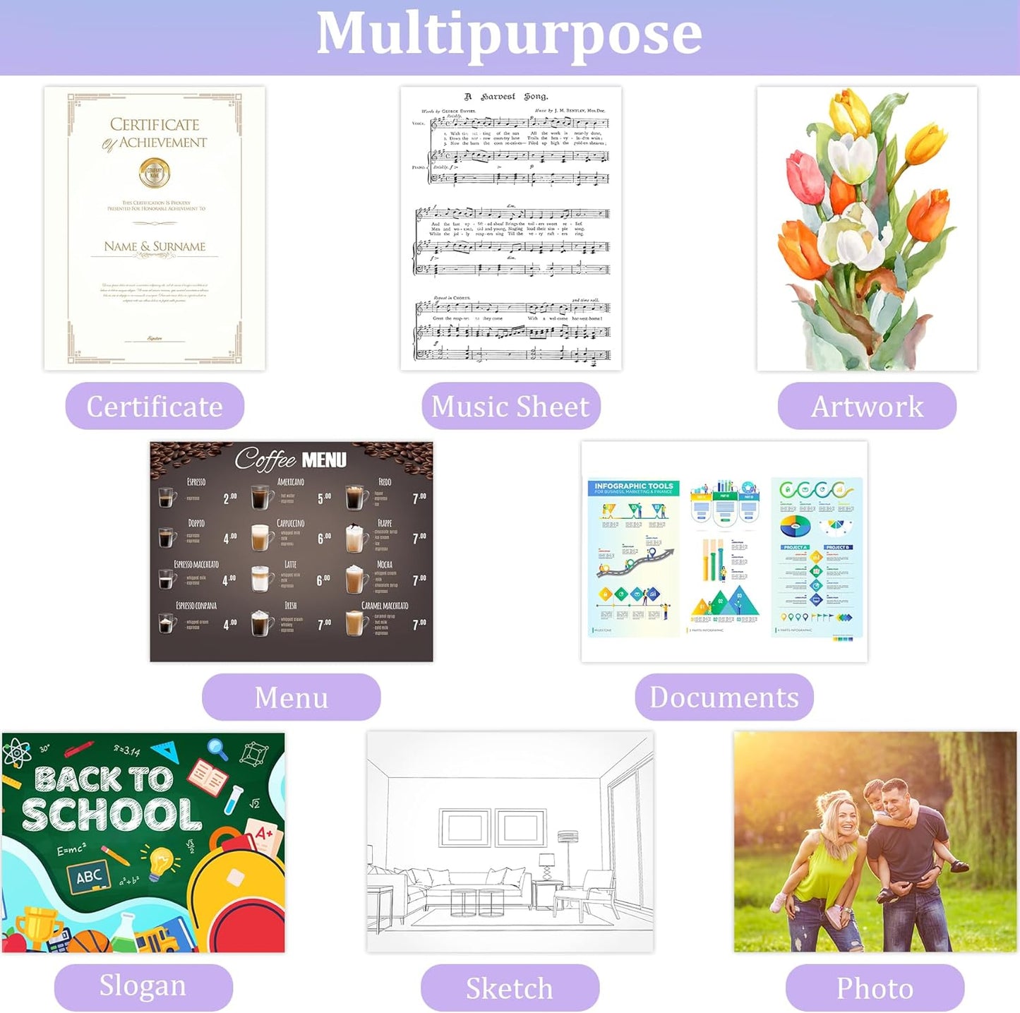 50 Pack No Holes Sheet Protectors 8.5 x 11 Inch Letter Size Page Protectors for Documents, Prints, Top Loading Heavyweight Clear View Plastic Sleeves for Papers, Artworks, Photos