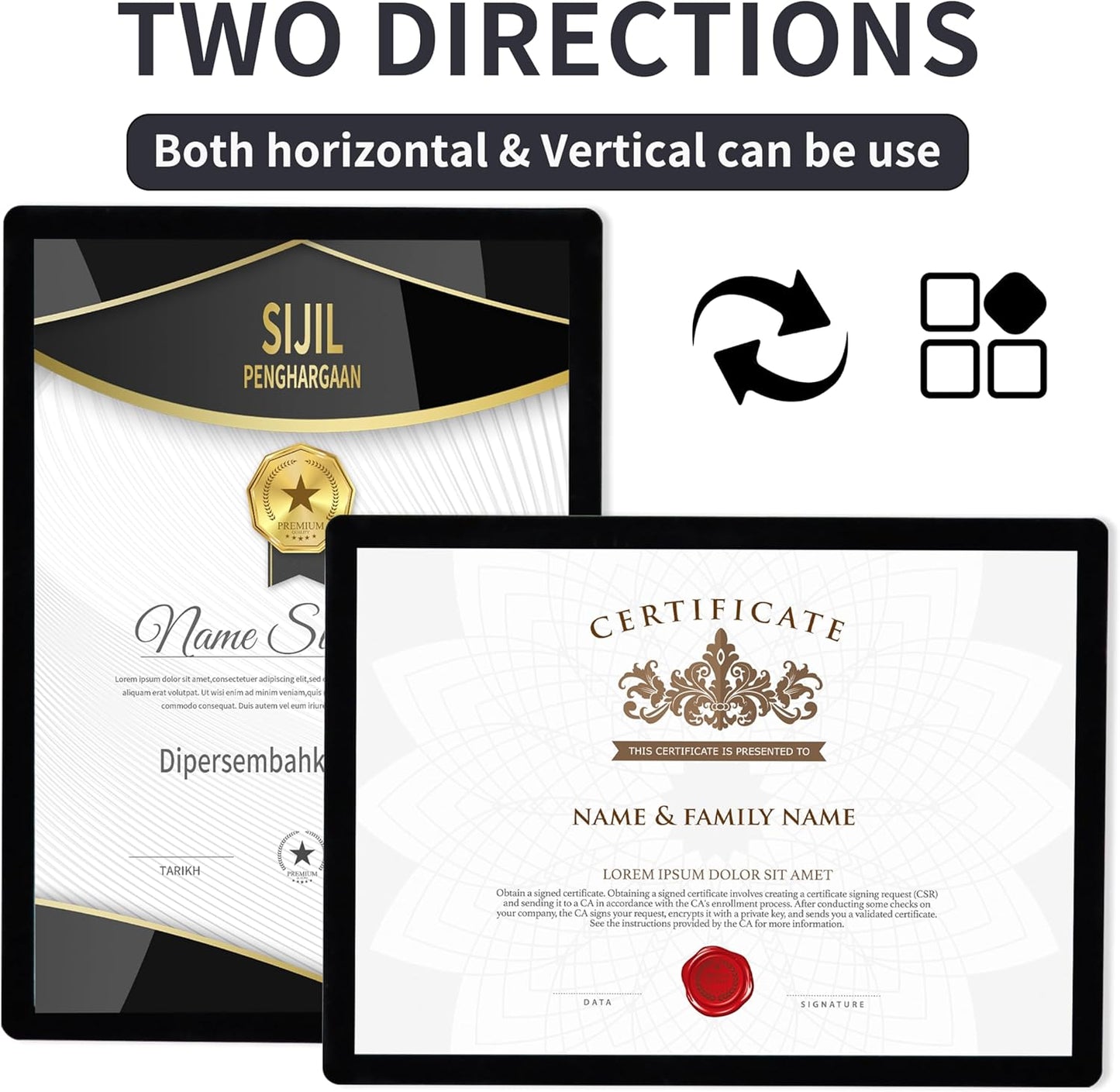 8.5x11 Floating Wall Sign Holder 3 Pack, Self-Adhesive Display Frame for Document/Poster/Paper Office/Store/Wall Mounted for Door/Window Display Holder with Horizontal and Vertical (Black)