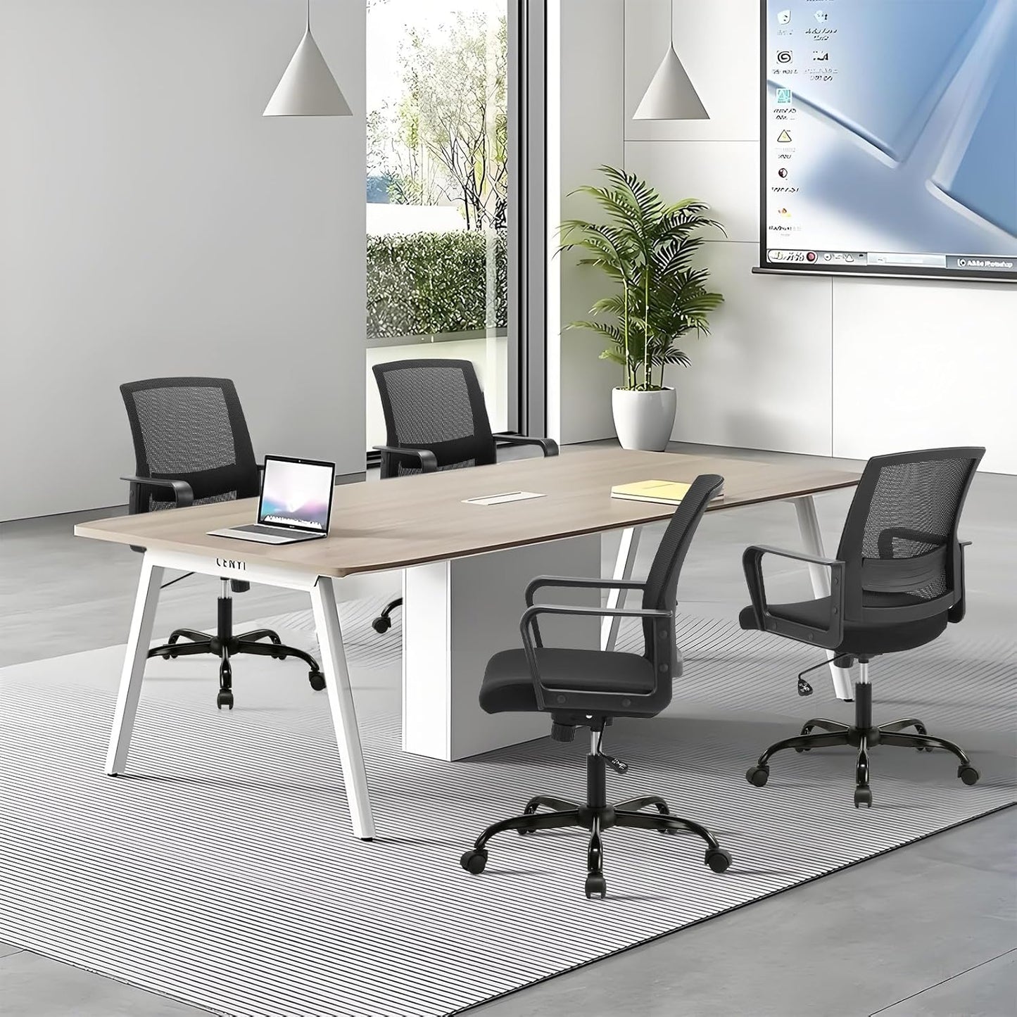 CLATINA Ergonomic Rolling Mesh Desk Chair with Executive Lumbar Support and Adjustable Swivel Design for Home Office Computer Black 8 Pack