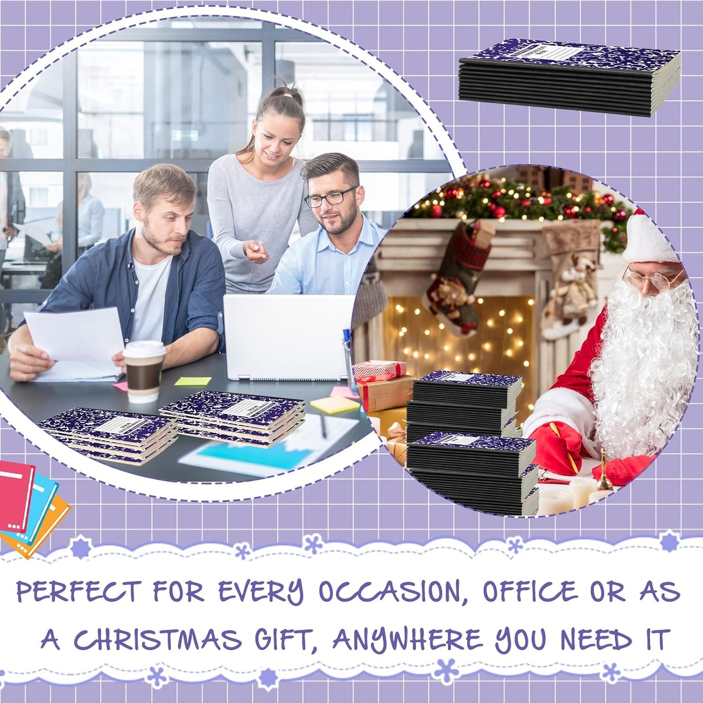 Fainne 100 Pack A5 Composition Notebooks Bulk College Ruled Composition Notebooks Marble Covers Notebook for Student Classroom Office Supplies 30 Sheet/60 Page(Purple)