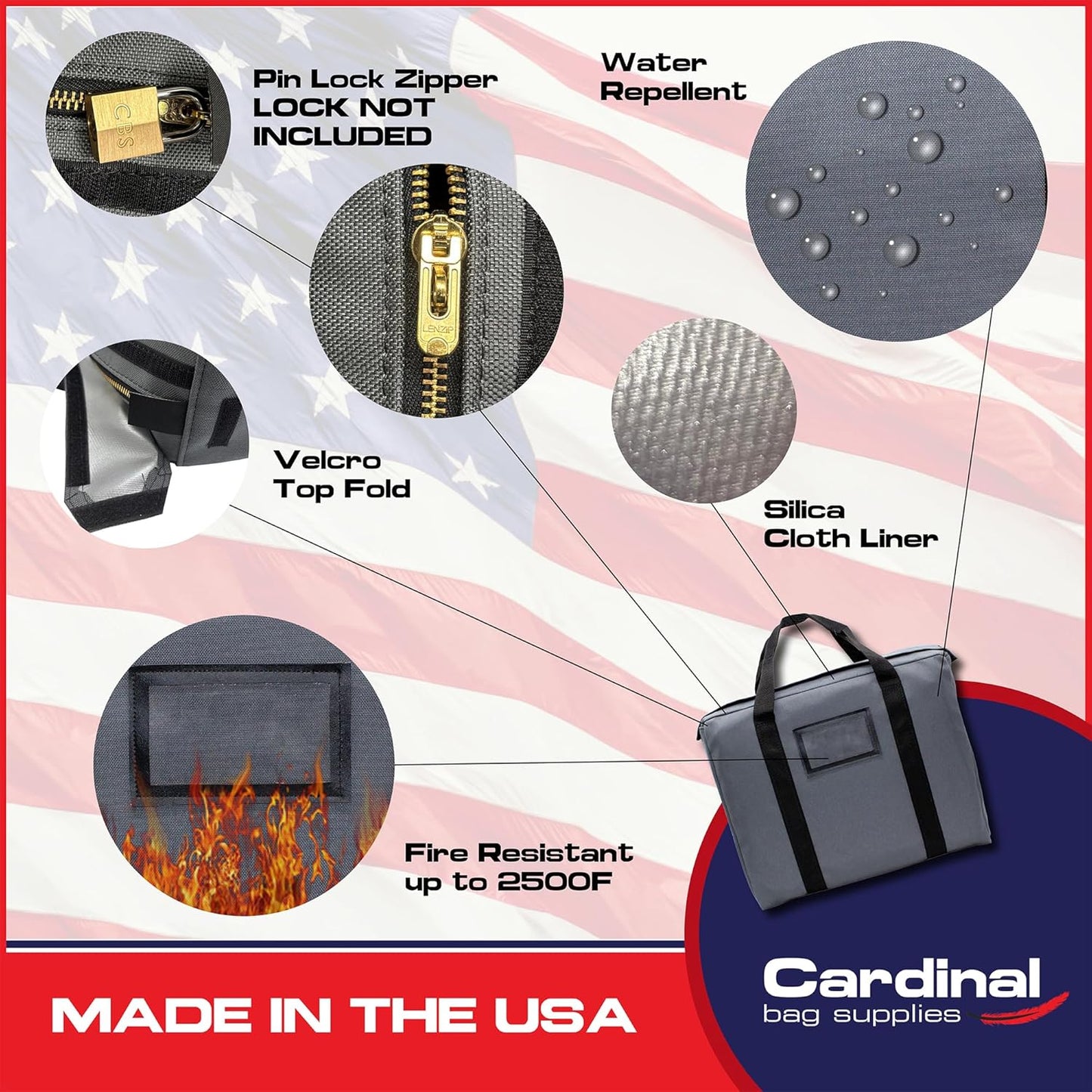 Fire Resistant and Water Repellent Briefcase Document Bag, 18 x 14 x 4 Inch