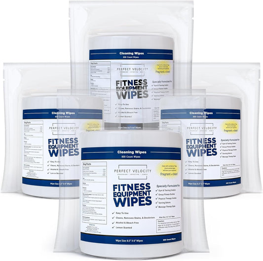 Fitness Gym Equipment Wipes - 4 Rolls of 800 Pre-Moistened Cleaning Refill Wet Wipes - For Upwards and Downwards Dispensers