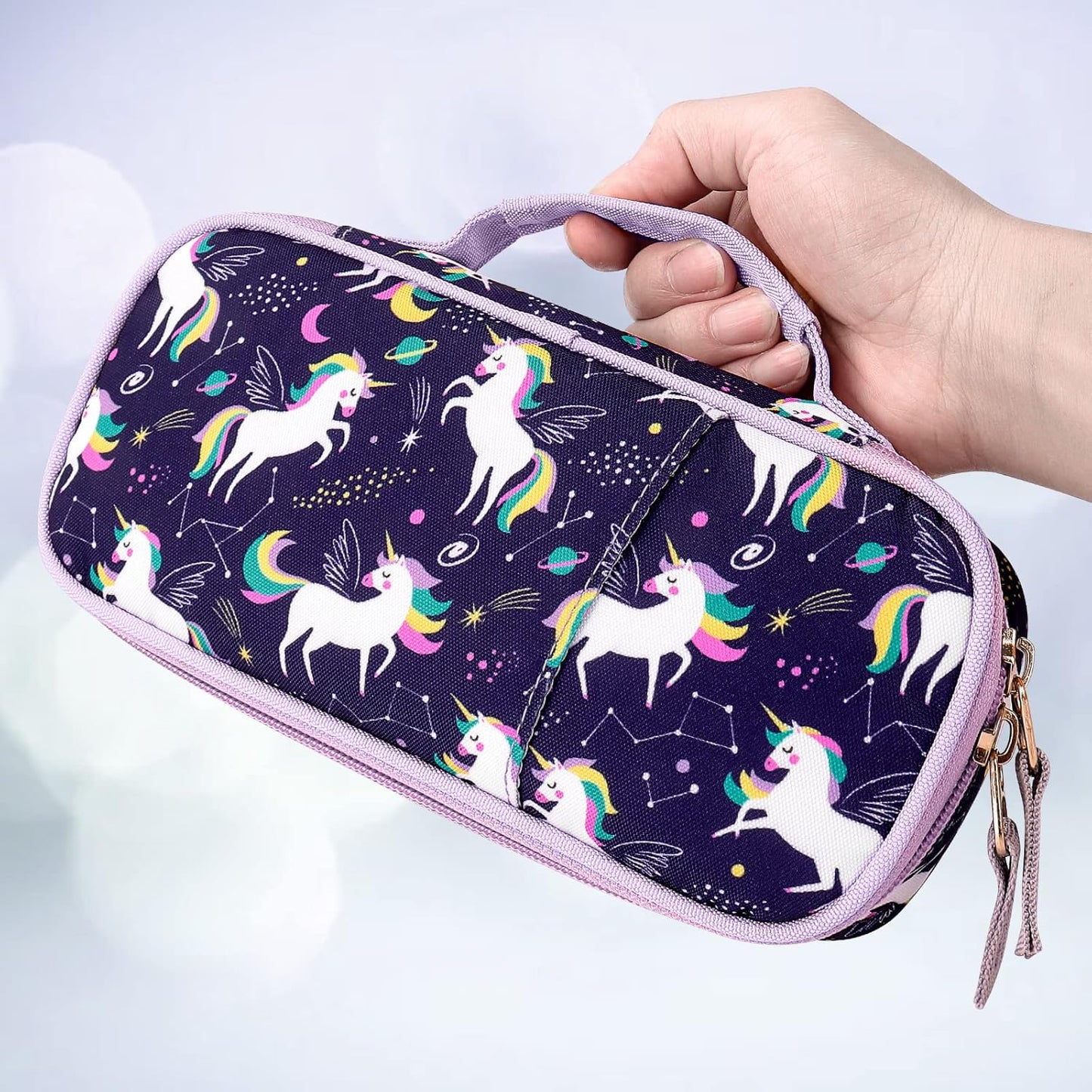 Choco Mocha Unicorn Pencil Case for Girls, Soft Pencil Case Kids Pencils Pouch for Kindergarten Girls, Purple