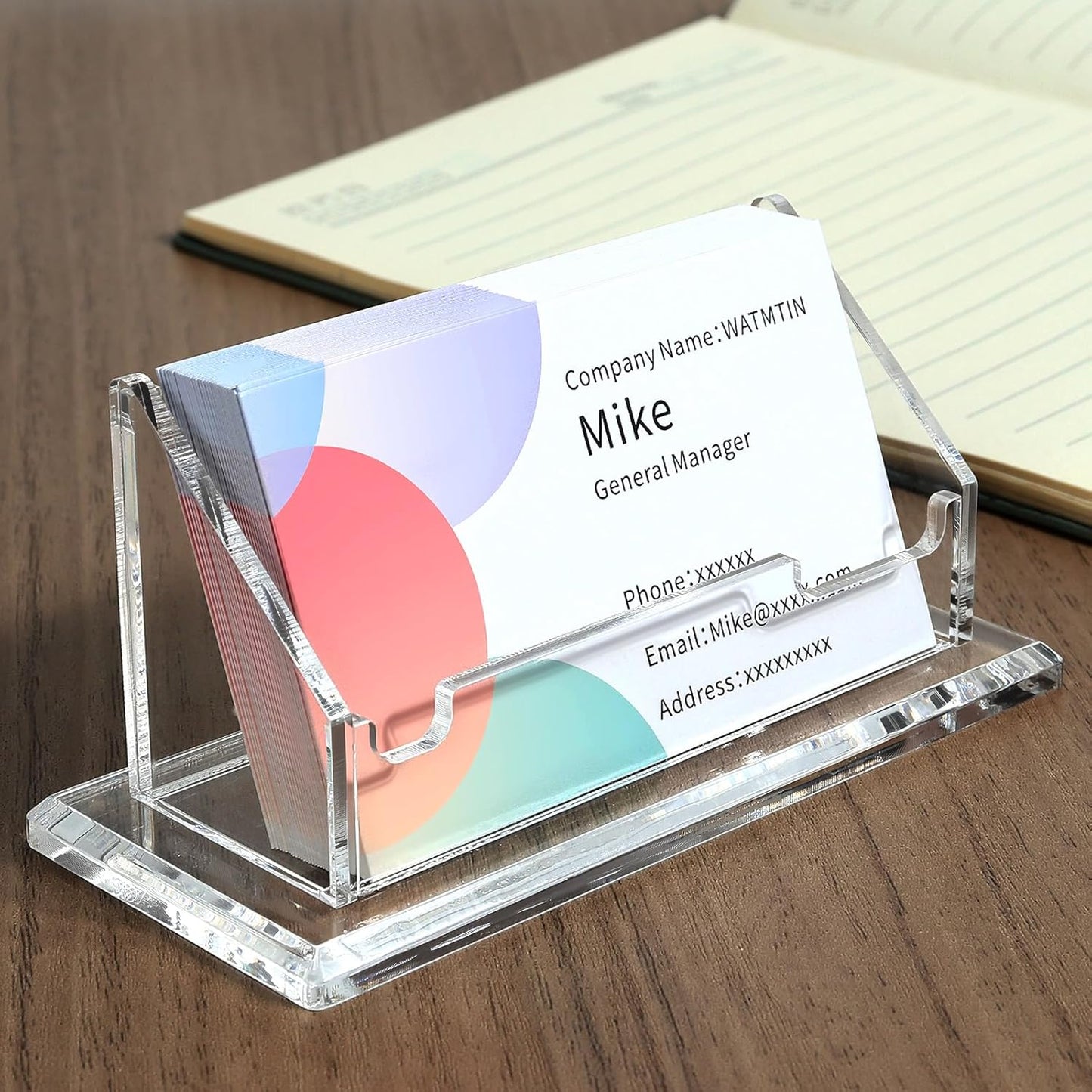 1 Pcs Acrylic Business Card Holder, Horizontal Acrylic Card Holder, Clear Business Name Cards Display Stand for Women and Men Desk Accessories, 1 Slot