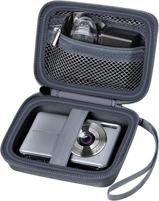 Digital Camera Case Compatible with VAHOIALD FHD 1080P/ for CAMKORY Digital Point and Shoot/for KODAK PIXPRO FZ45-BK 16MP Vlogging/for IWEUKJLO/for Nsoela, Holder for SD Card More- Grey (Box Only)
