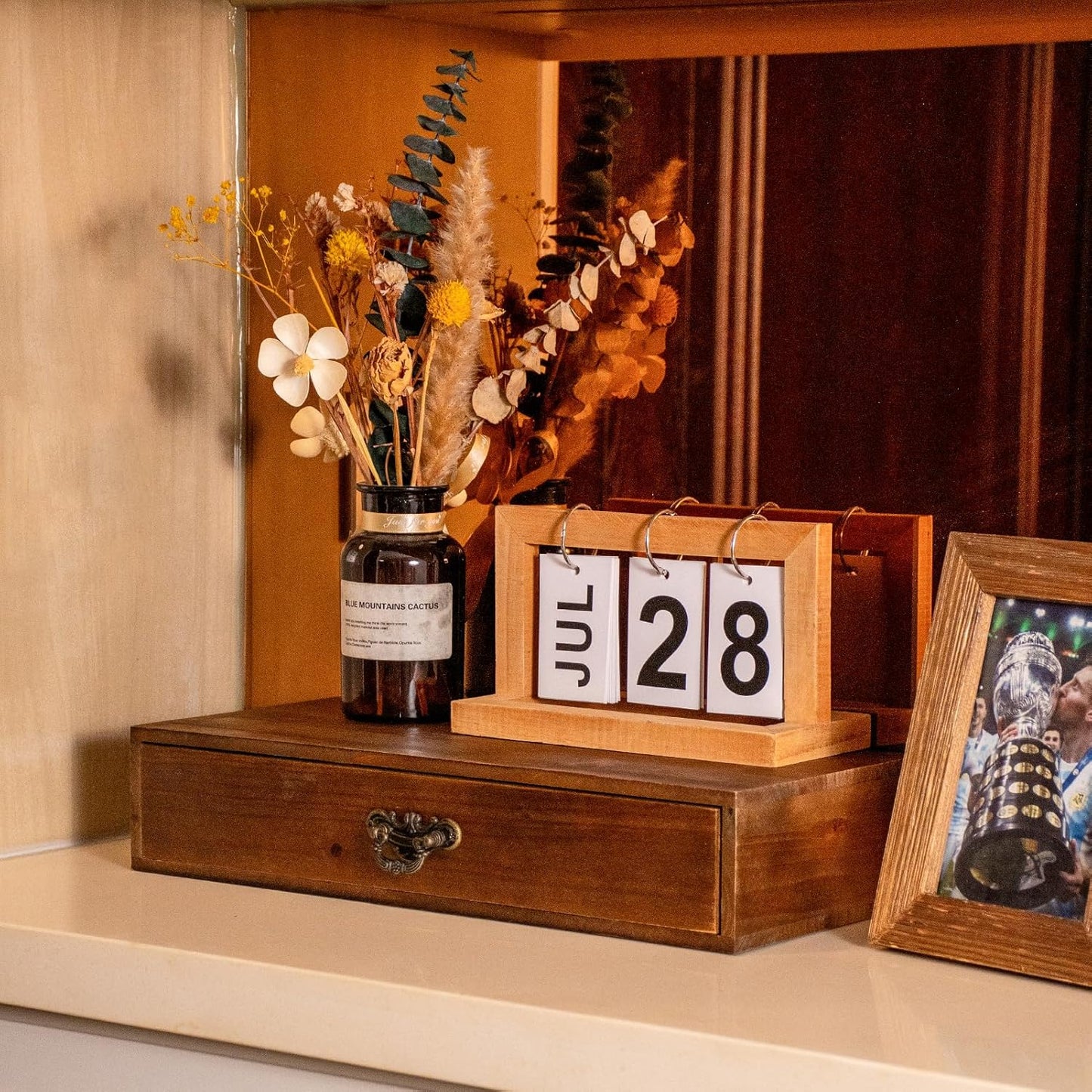 BONNY DODO Wooden Drawers Organizer Soild Desktop Drawer Storage Box Organizer With Drawers, Office Organization for Countertop Table To Store Mail, Phone, Suppliers, Glasses (Wood)