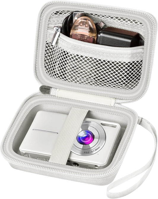 Digital Camera Case Compatible with VAHOIALD FHD 1080P/ for CAMKORY Digital Point and Shoot/for KODAK PIXPRO FZ45-BK 16MP Vlogging/for IWEUKJLO/for Nsoela, Holder for SD Card More- Light Gray