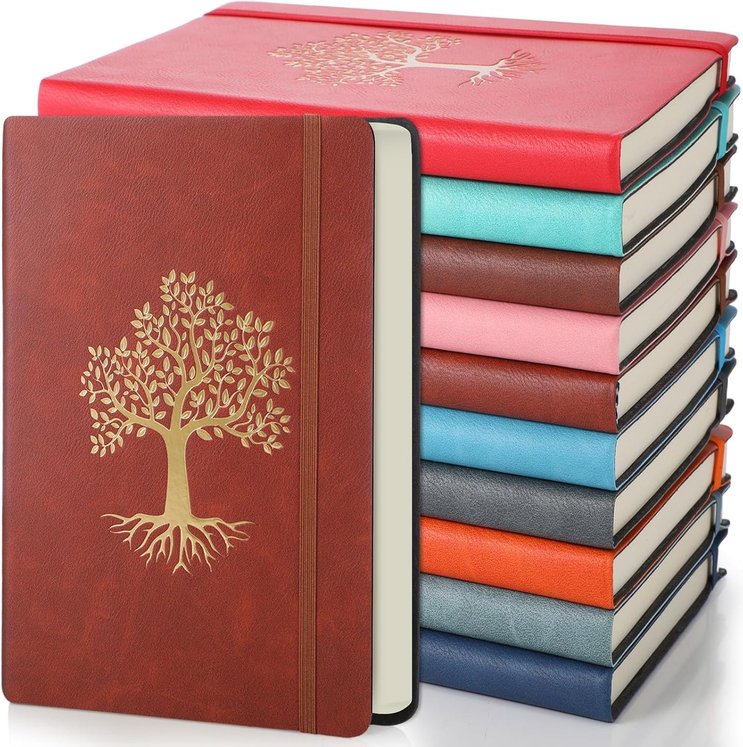 10 Pack Lined Journal Notebook A5 Leather Hardcover Journals for Writing 200 Pages 10 Colors Notepad for Travel Work School Office Business Note Taking Diary 5.7" x 8.3" (Classic Color)