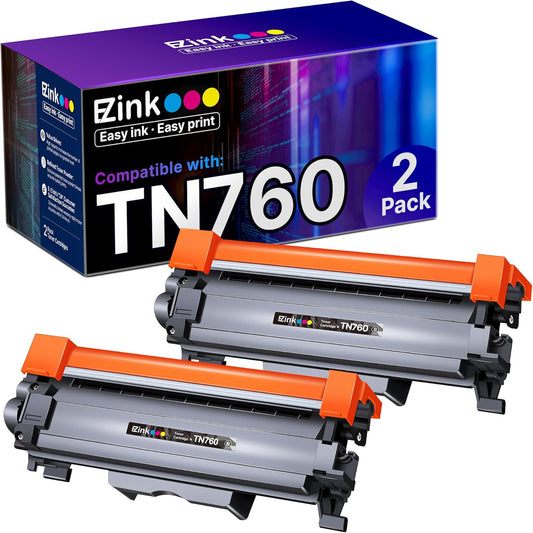 E-Z Ink TN760 Compatible Toner Cartridges Replacement for Brother TN-760 TN730 TN-730 to Use with MFC-L2710DW MFC-L2750DW HL-L2350DW HL-L2370DW HL-L2395DW HL-L2390DW DCP-L2550DW (Black, 2 Pack)