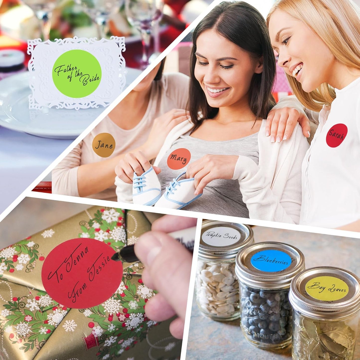 ChromaLabel 2 Inch Circle Sticker Labels, Easy to Write On Round Colored Stickers, Permanent Adhesive Labels - 500 Sticky Dots per Roll, Black Dot Stickers