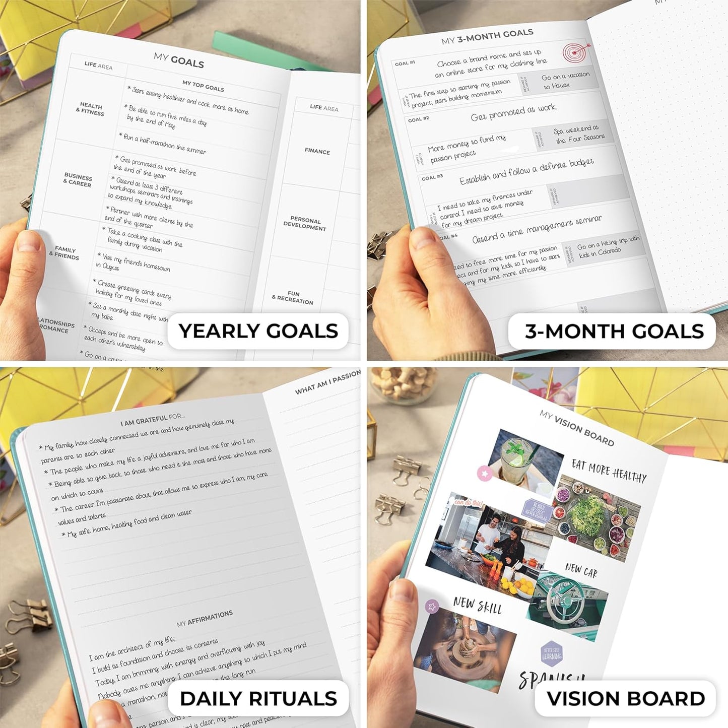 Clever Fox Planner Daily Premium – Undated Daily Planner with Hourly Schedule, Personal Organizer, Productivity Journal, 6 Months (Aquamarine)