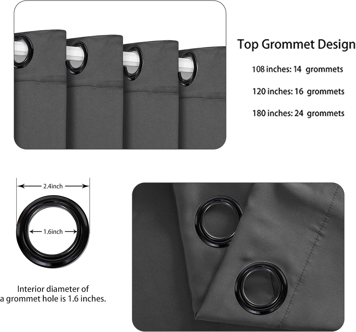 BONZER Extra Wide Room Divider Curtain Total Privacy Wall Grommet Top Thermal Insulated Blackout Curtains for Slide Window, 108L x 120W Inch (9L x 10W ft), 1 Panel, Dark Grey