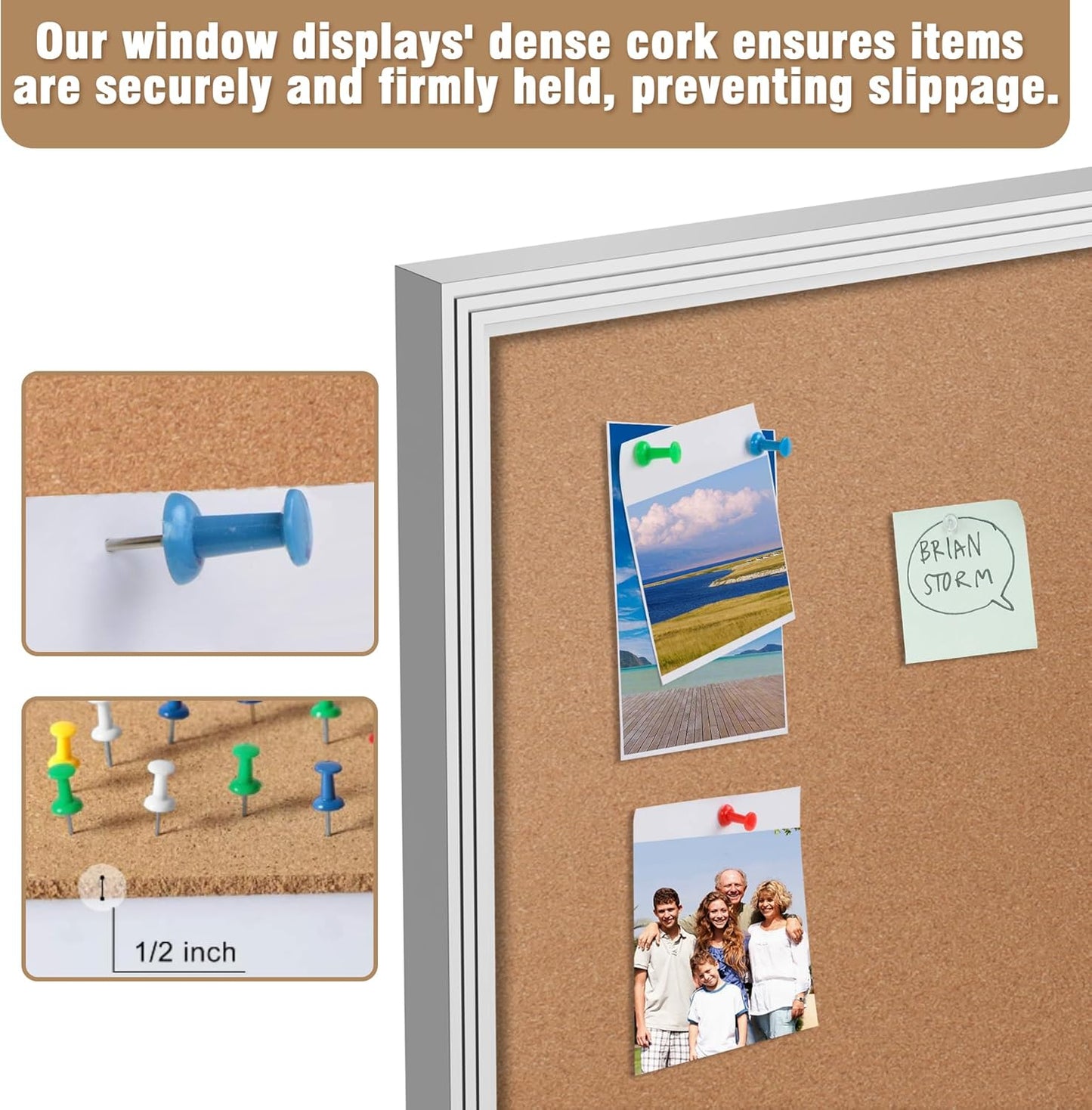 70"x34" Enclosed Bulletin Board, Outdoor Lockable Weather-Resistant Aluminum Cork Noticeboard for School & Office, Silver Frame w/Cork