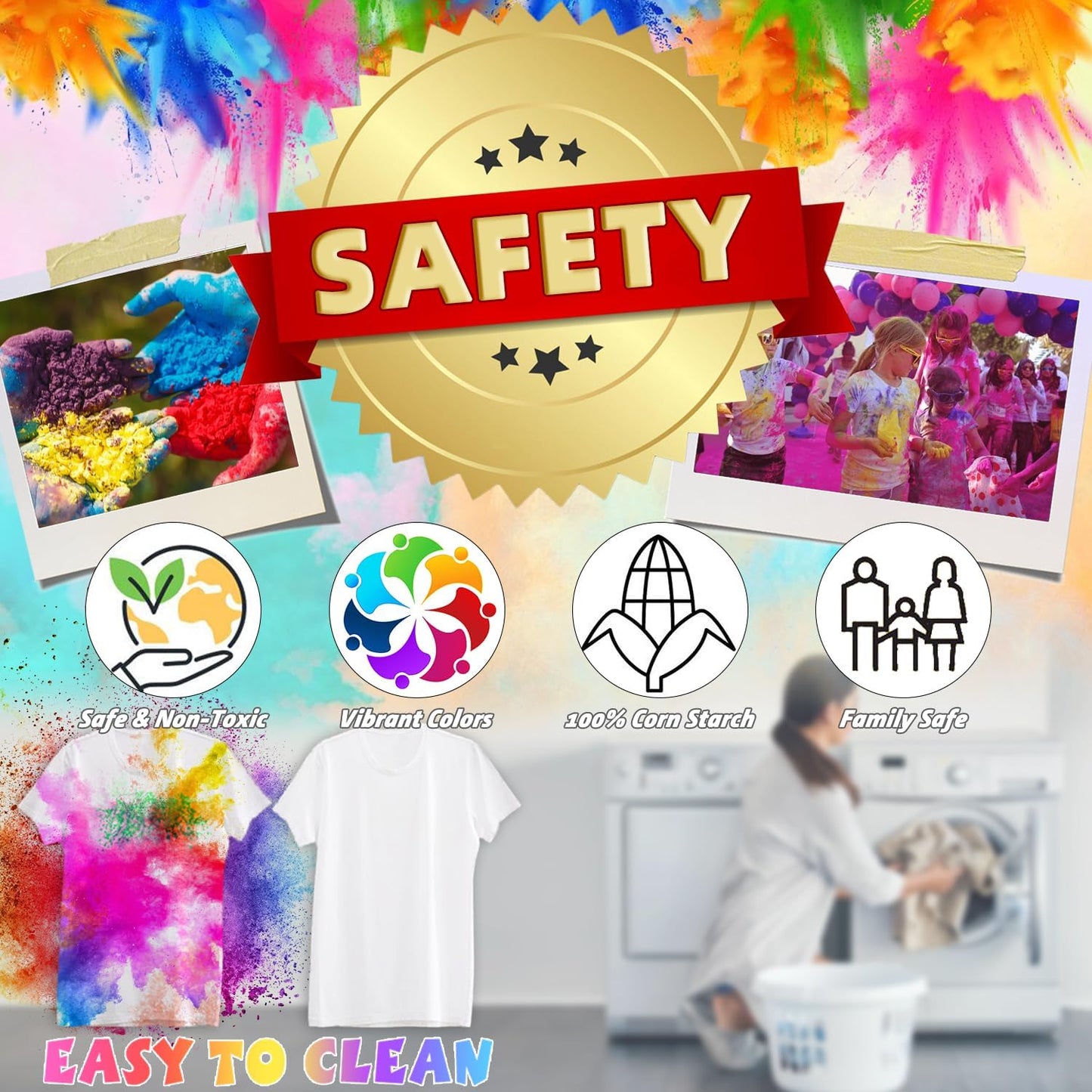 ARELUX Holi Powder Color Run Powder Balls 36 Pack 80g Each Natural, Throwing Balls of Washable Chalk Powder Paint for Color War, Rangoli, Fun Run, Party & Festival